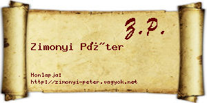 Zimonyi Péter névjegykártya