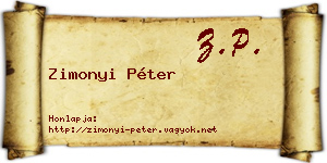Zimonyi Péter névjegykártya