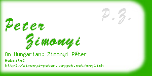 peter zimonyi business card
