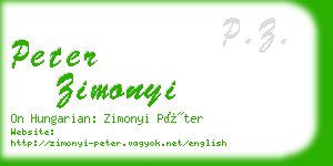 peter zimonyi business card